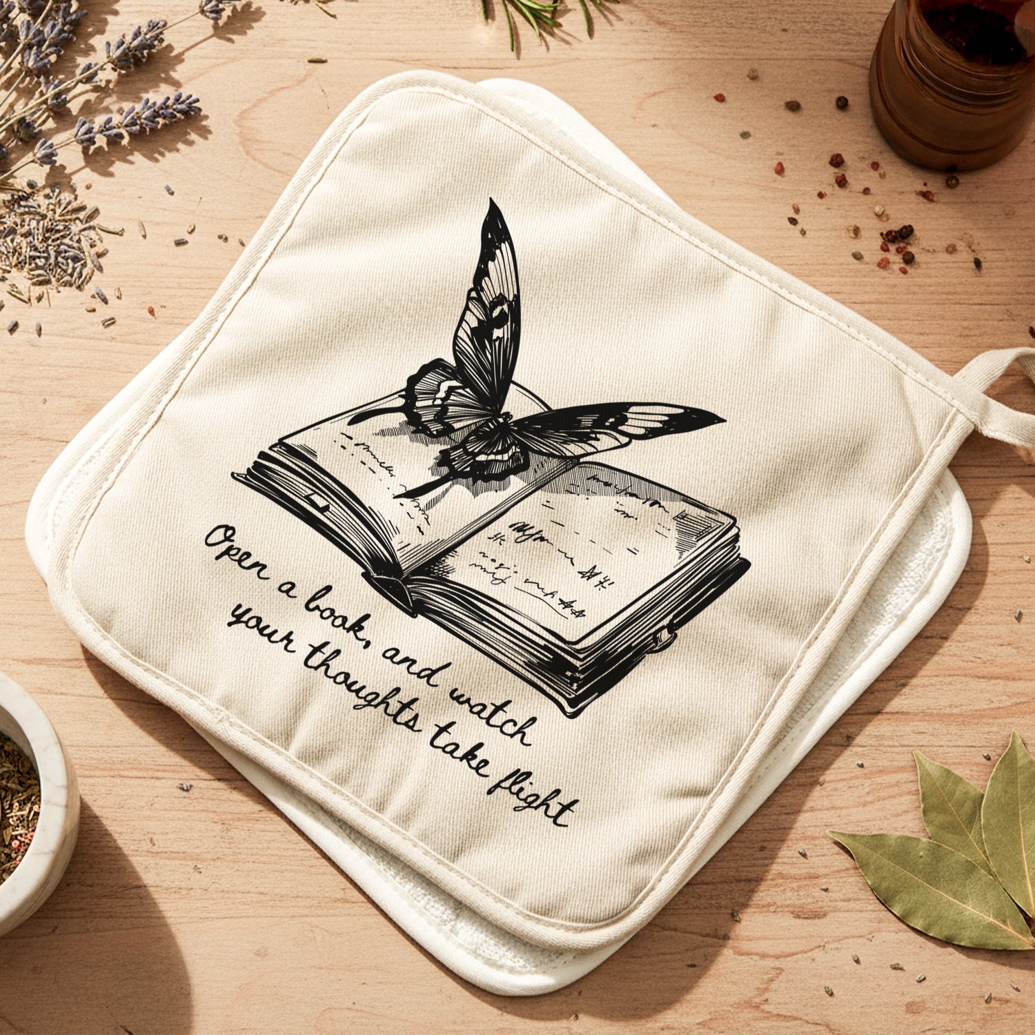 Open A Book & Watch Your Thoughts Take Flight - Cotton Pot Holder