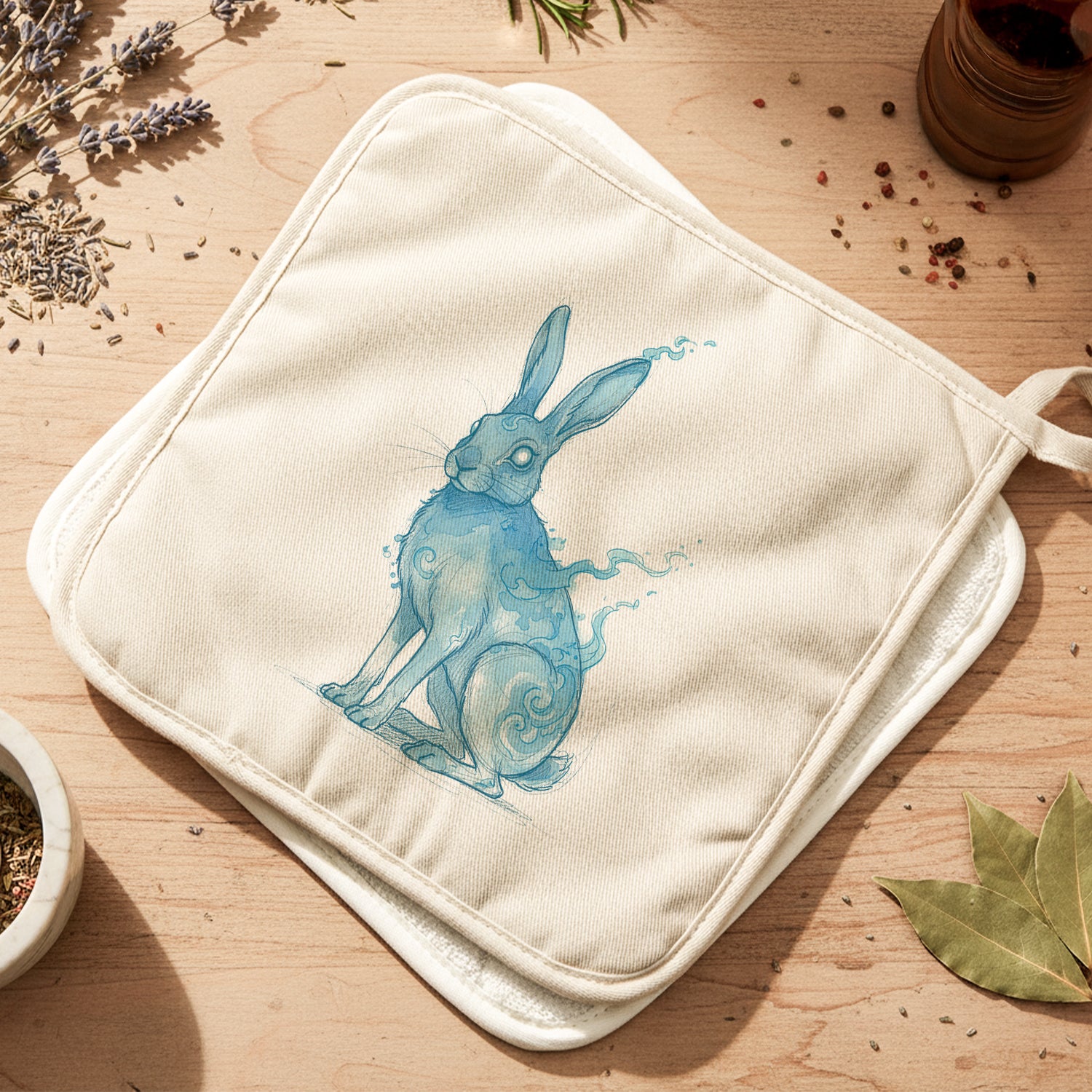 Magic Rabbit Illustration - Cotton Pot Holder