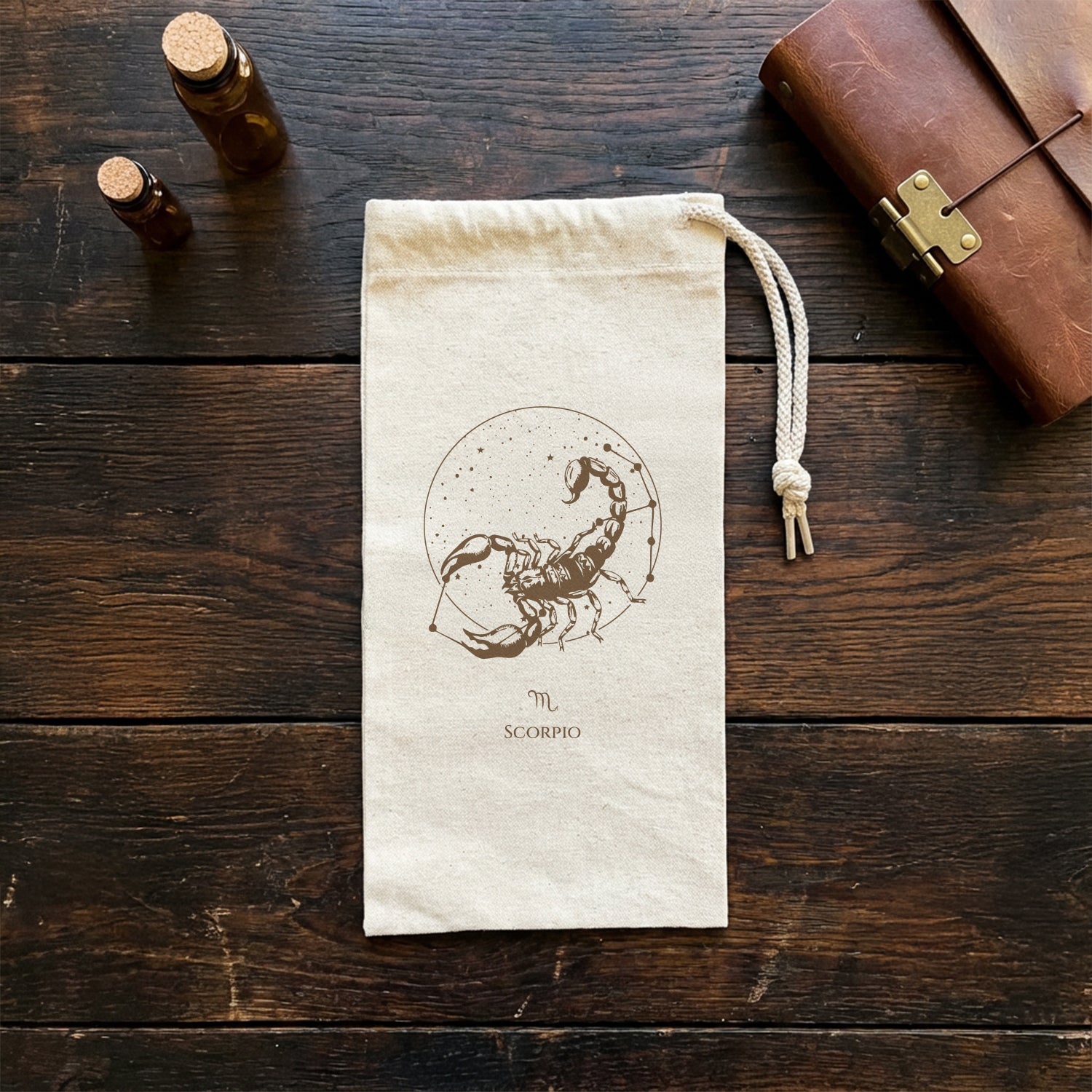 Vintage Zodiac Constellations - Canvas Wine Bag
