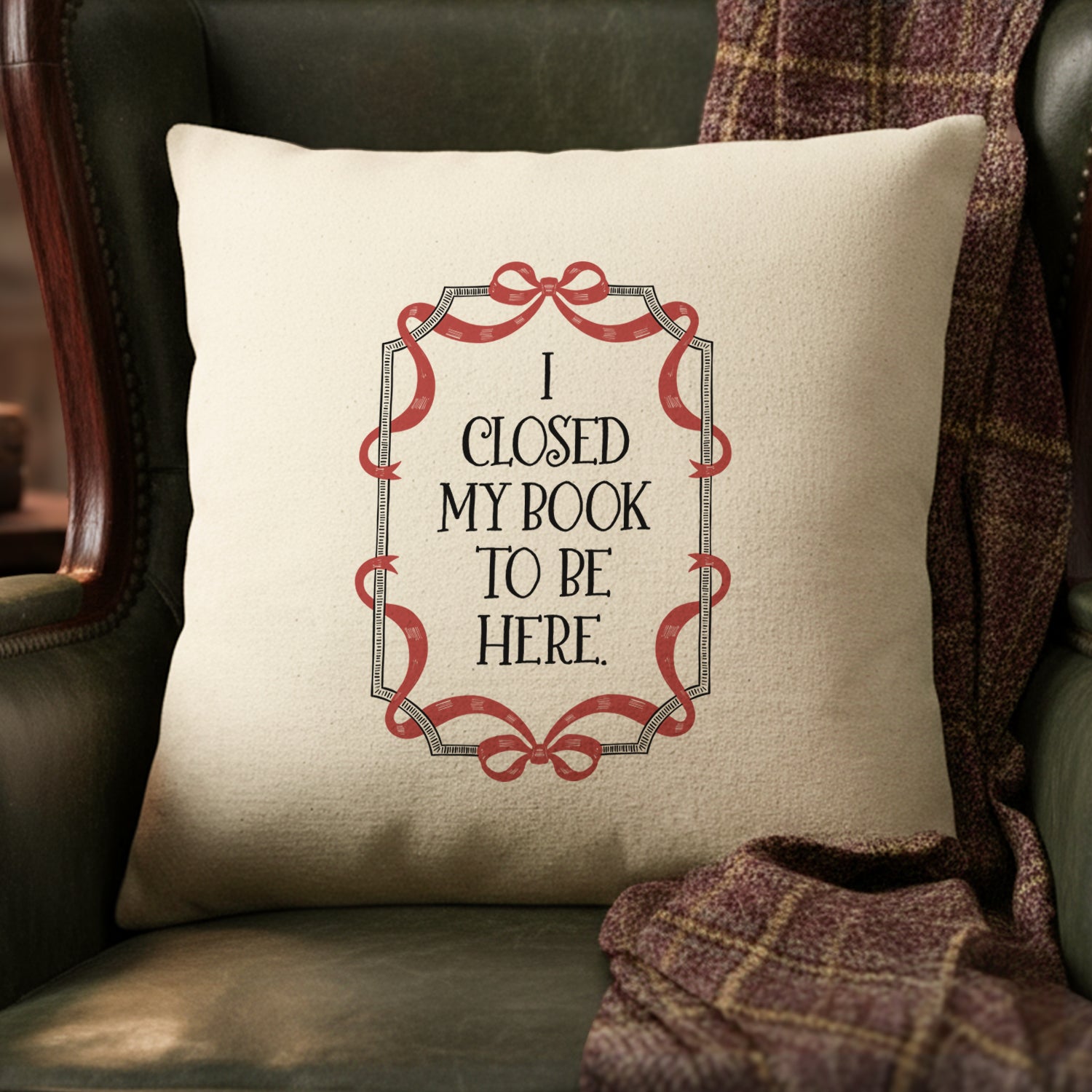 I Closed My Book To Be Here - Square Canvas Pillow
