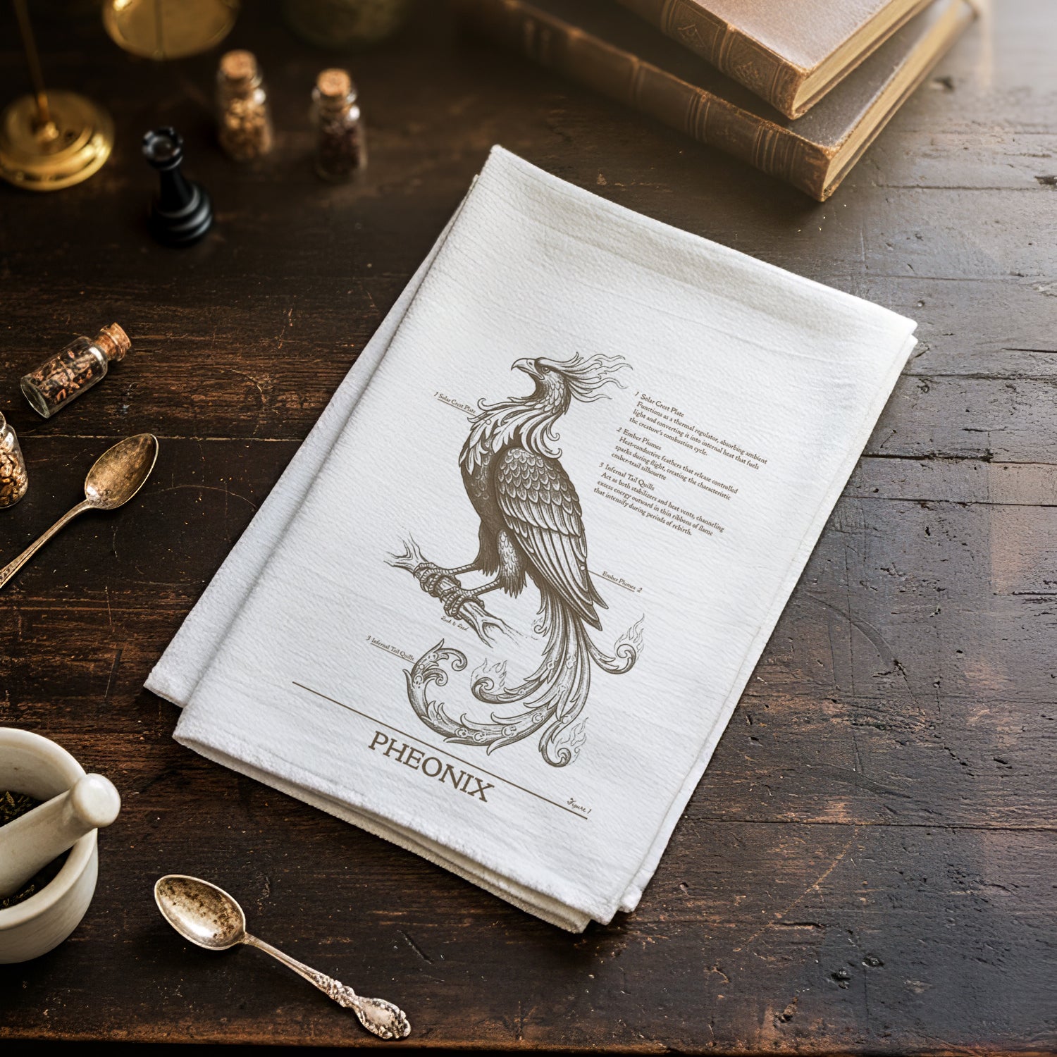 Pheonix - Scientific Illustration - Cotton Tea Towel