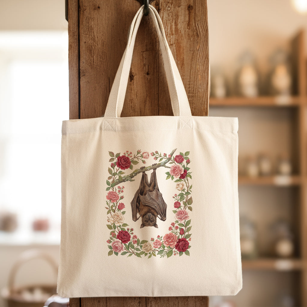 Bat & Roses - Canvas Tote Bag